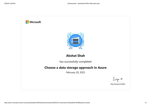 Microsoft Azure Data Storage Approach (Badge) - 2025